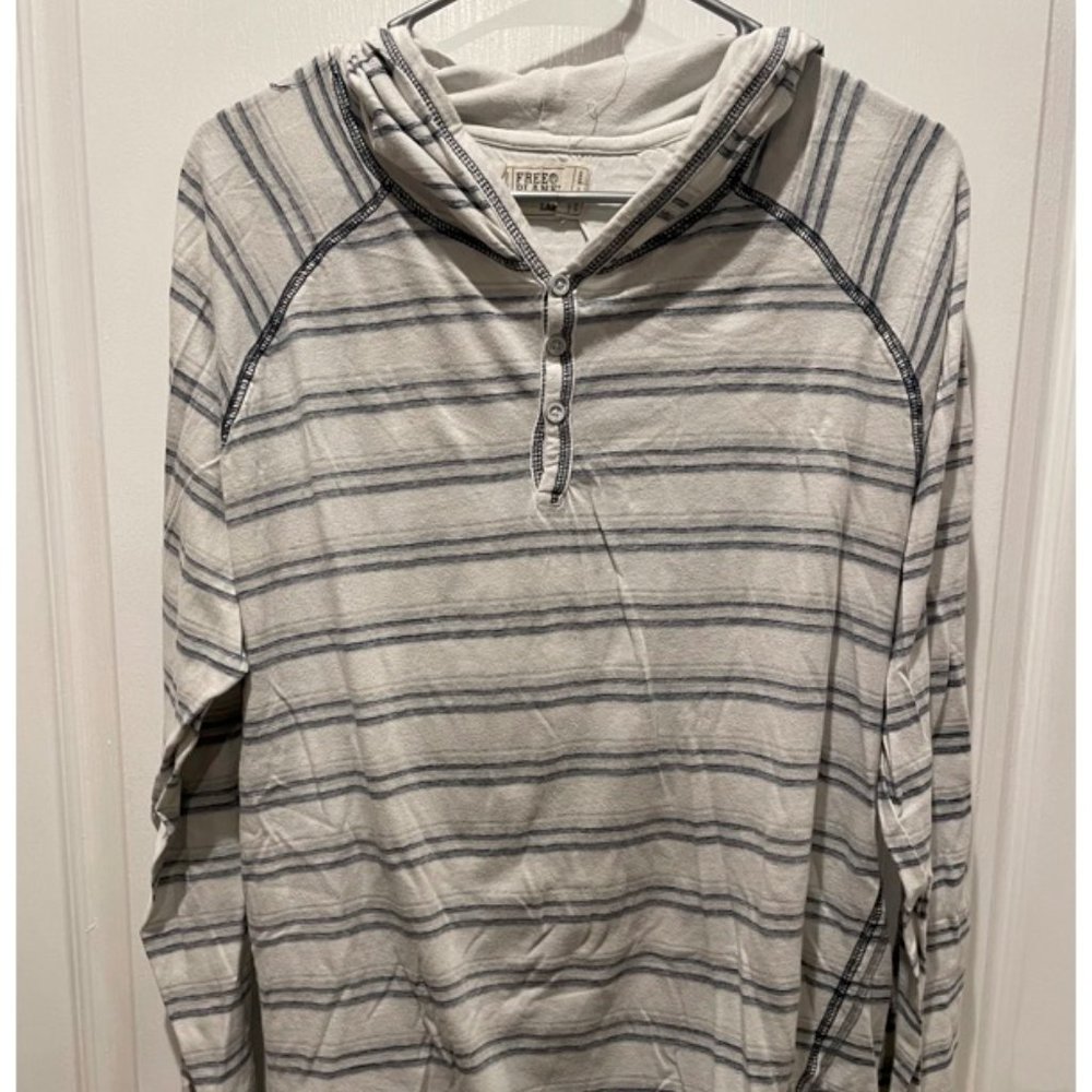 White and Blue Free Planet Women's Striped Light Hoodie